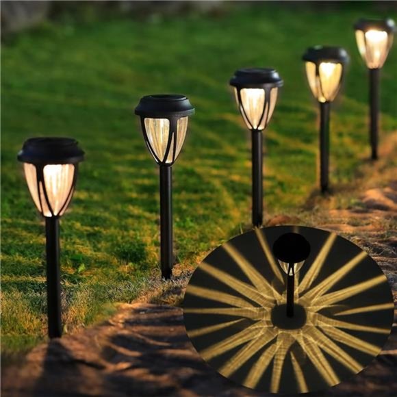 12 Pack Outdoor Solar Pathway Lights, Solar Powered Garden Decorative Lights - Picture 1 of 7
